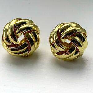 Men’s 10k Gold Plated Knot Stud Earrings, Small Medium Size, Pierced Unisex Gift